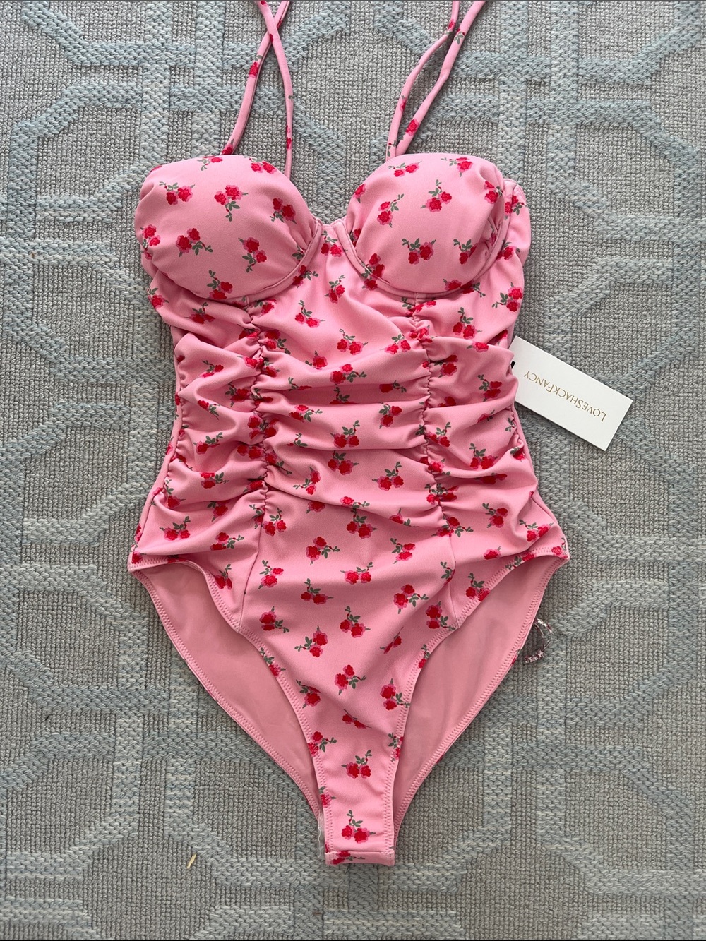 NWT - LoveShackFancy Pink Cherry-Print One-Piece Swimsuit